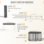 10' x 10' Pop Up Canopy Tent with Netting, Instant Sun Shelter, Tents for Parties, Height Adjustable, with Wheeled Carry Bag and 4 Sand Bags for Outdoor, Garden, Patio, Gray