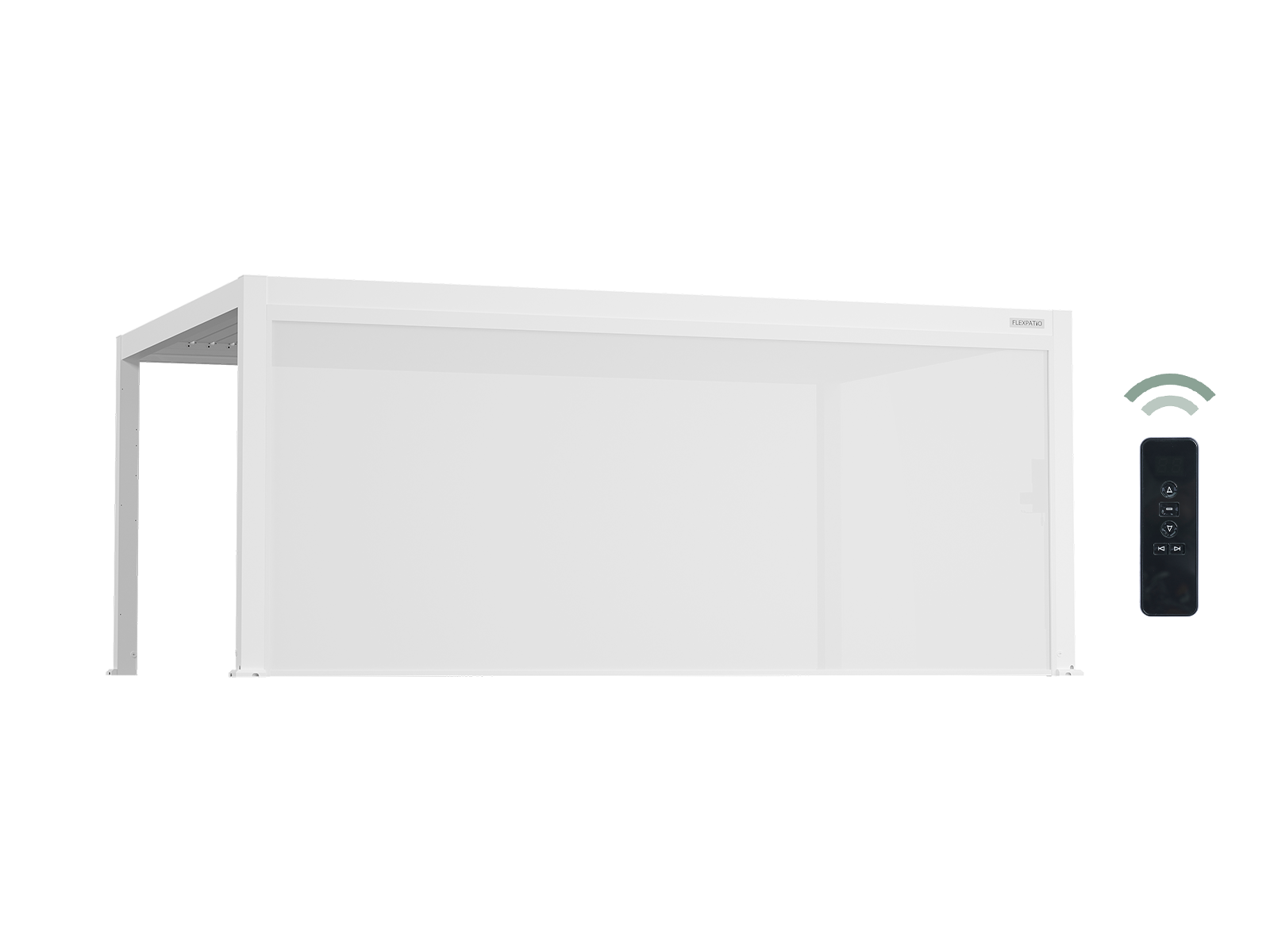 Motorized Roller Shades 20' Side White - Retractable Pergola Side Screen, 8% Openness Mesh, Aluminum Track