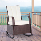 PE Rattan Rocking Recliner with Footrest, Beige