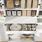 72" Tall Kitchen Pantry Cabinet, Farmhouse Storage Cabinet with 8 Door Racks and Adjustable Shelves, White
