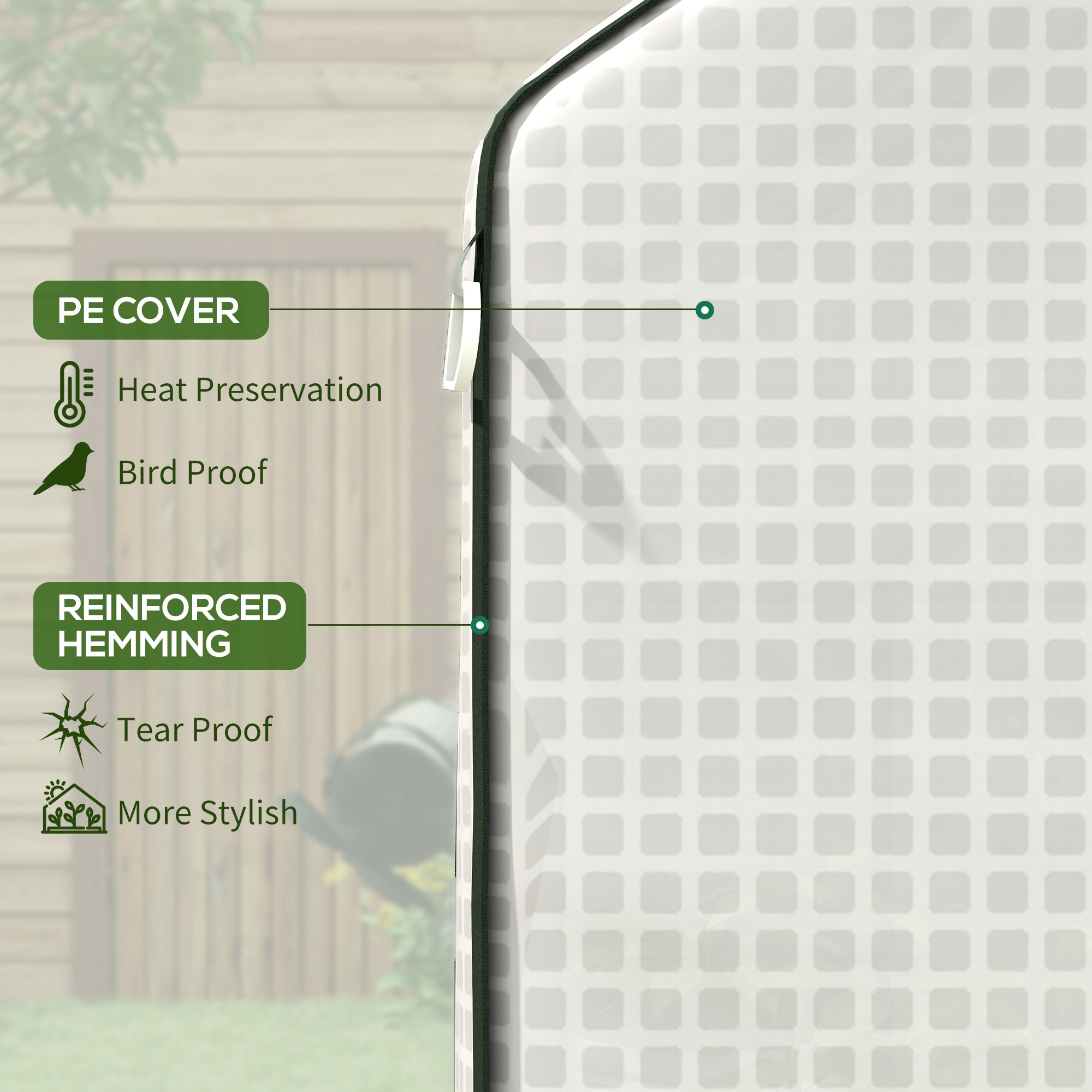 01-0472 Replacement Cover, 55" x 56.25" x 74.75" Walk-in Greenhouse Cover Reinforced Anti-Tear PE Hot House Cover, White