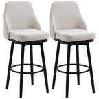 Bar Height Bar Stools Set of 2, Modern 360° Swivel Kitchen Chairs with Steel Legs and Footrest, 29.5 Inch Seat Height Upholstered Barstools for Kitchen Island, Cream White