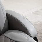 Faux Leather Manual Recliner, Adjustable Swivel Lounge Chair, Armchair with Footrest and Round Base for Living Room, Gray