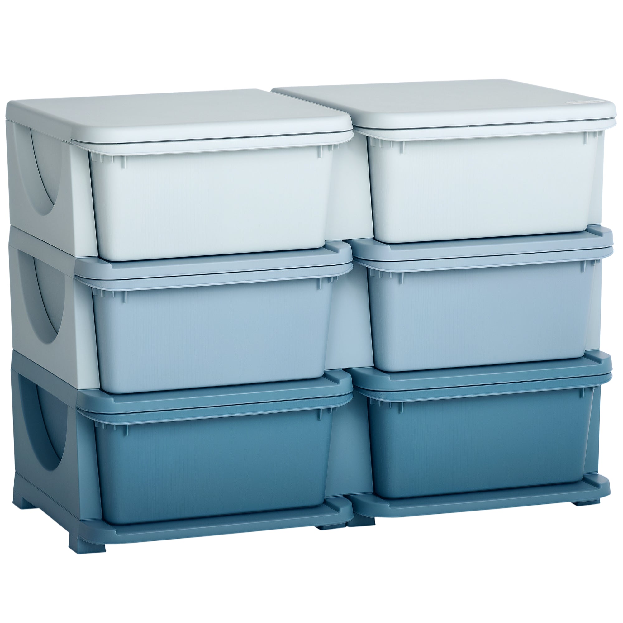 3 Tier Kids Storage Organizer with 6 Drawers for Bedroom, Nursery, Kindergarten, Living Room, Boys and Girls, Blue