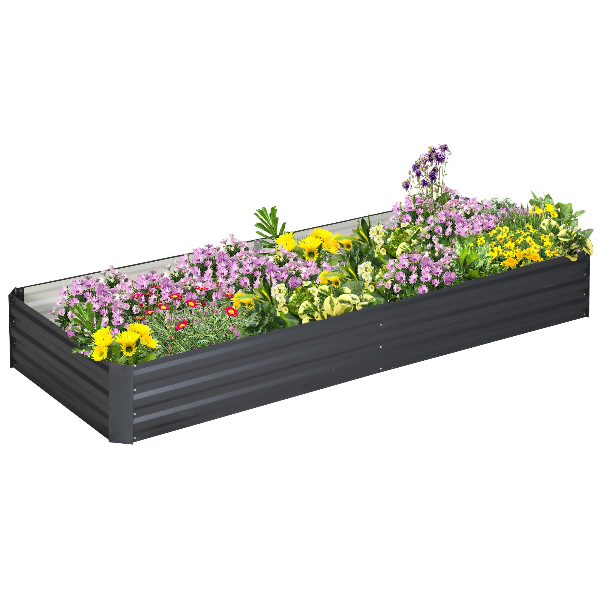 95" x 36" x 12" Galvanized Raised Garden Bed, Easy DIY and Cleaning for Growing Flowers, Herbs, Succulents, Gray