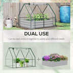 Raised Garden Bed with Cover, Outdoor Galvanized Metal Planter Box Kit, 4 x 3 ft Mini Greenhouse with 2 Large Screen Windows, for Growing Flowers, Vegetables and Herbs, Clear