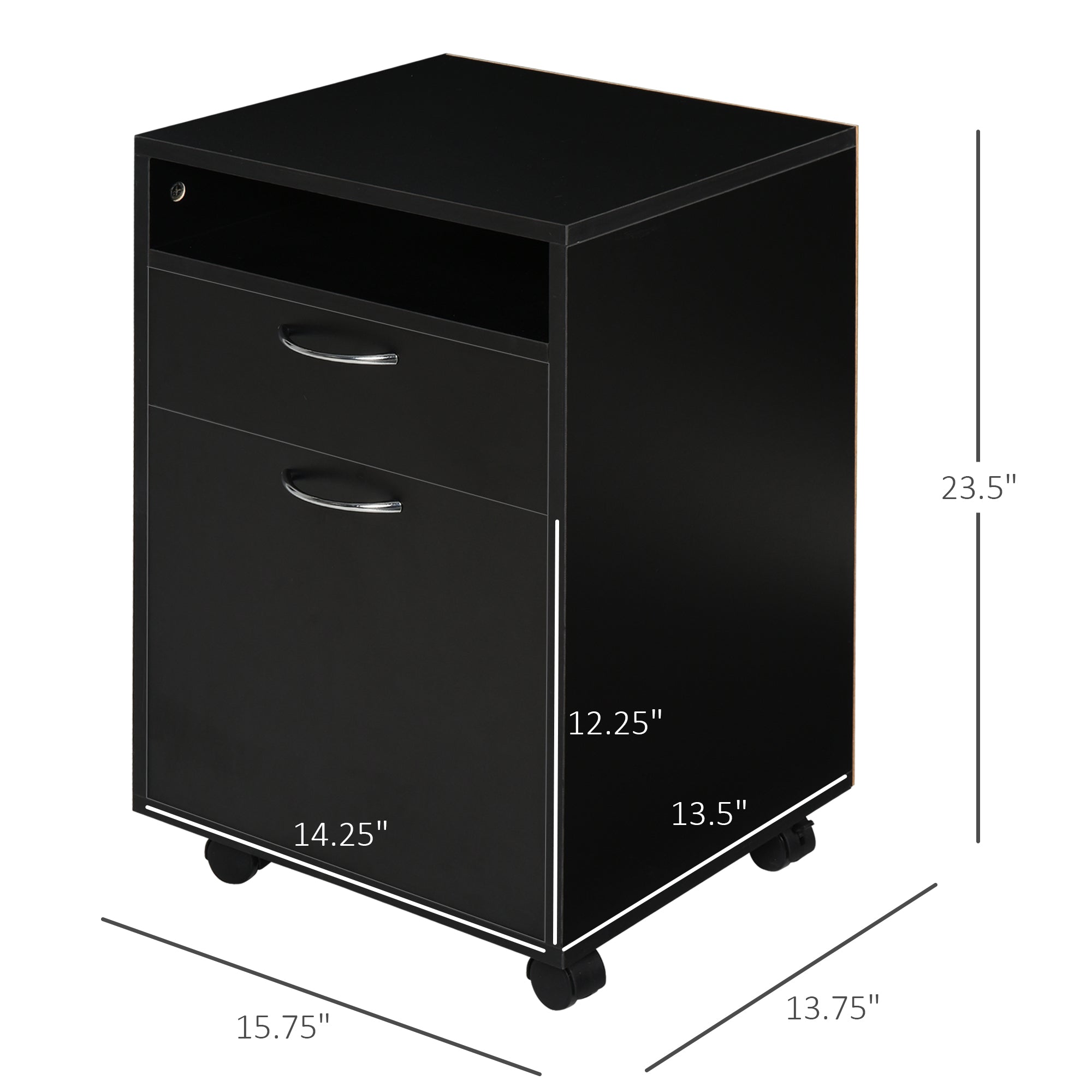 Mobile Storage Cabinet Organizer with Drawer and Cabinet, Printer Stand with Castors, Black