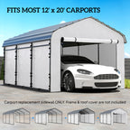 Carport Replacement Sidewall Panel for 12' x 20' Carports, UPF50+ Waterproof Replacement Side Wall Cover, White