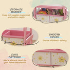Art Easel for Kids, Double-Sided Whiteboard & Chalkboard with Paper Roll, Storage Baskets for Toddlers Ages 3-8, Pink