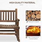 2-Person Wood Rocking Chair with Log Design, Heavy Duty Loveseat with Wide Curved Seats for Patio, Backyard, Garden, Walnut