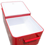 80 QT Rolling Cooling Bins Ice Chest on Wheels Outdoor Stand Up Drink Cooler Cart for Party, Red