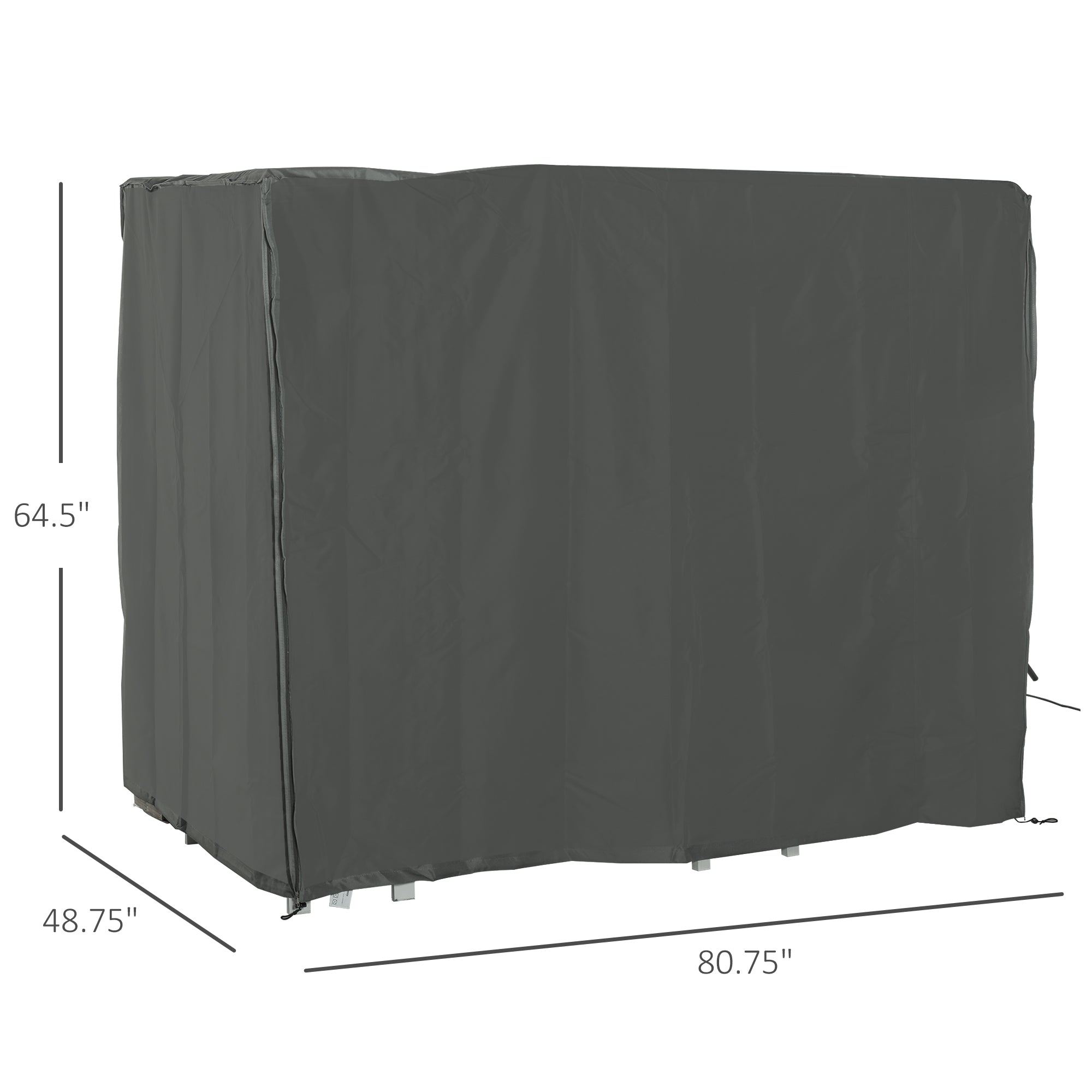 Outdoor Patio Hammock Porch Swing Cover with UV, Water, & Dust Fighting Material, 81" x 49" x 65", Gray