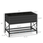 Galvanized Raised Garden Bed, Metal Planter Box with Legs, Storage Shelf and Bed Liner, Dark Gray