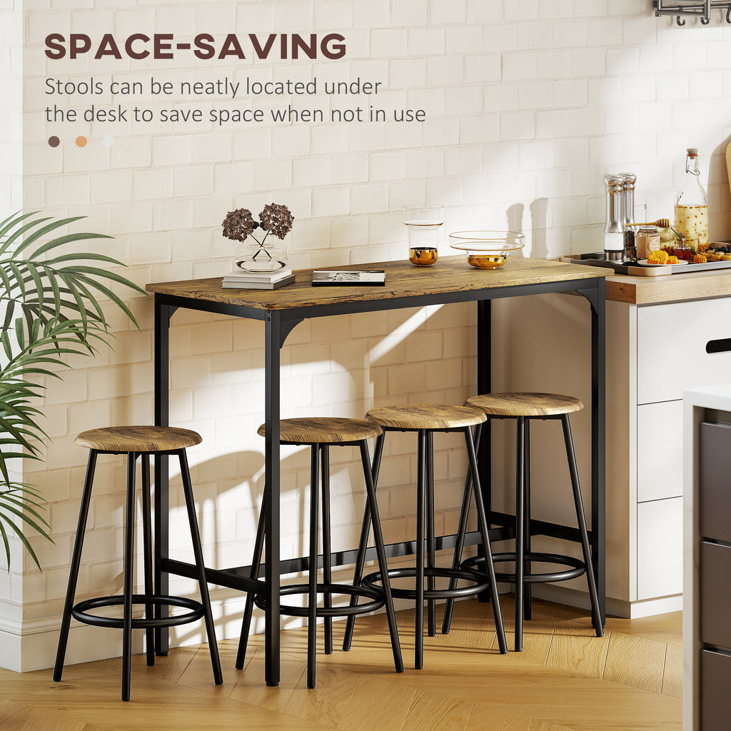 5-Piece Counter Height Bar Table and Chairs Set, Bar Table with Stools, Kitchen Table 4 Chairs, Rustic Brown