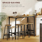 5-Piece Counter Height Bar Table and Chairs Set, Bar Table with Stools, Kitchen Table 4 Chairs, Rustic Brown