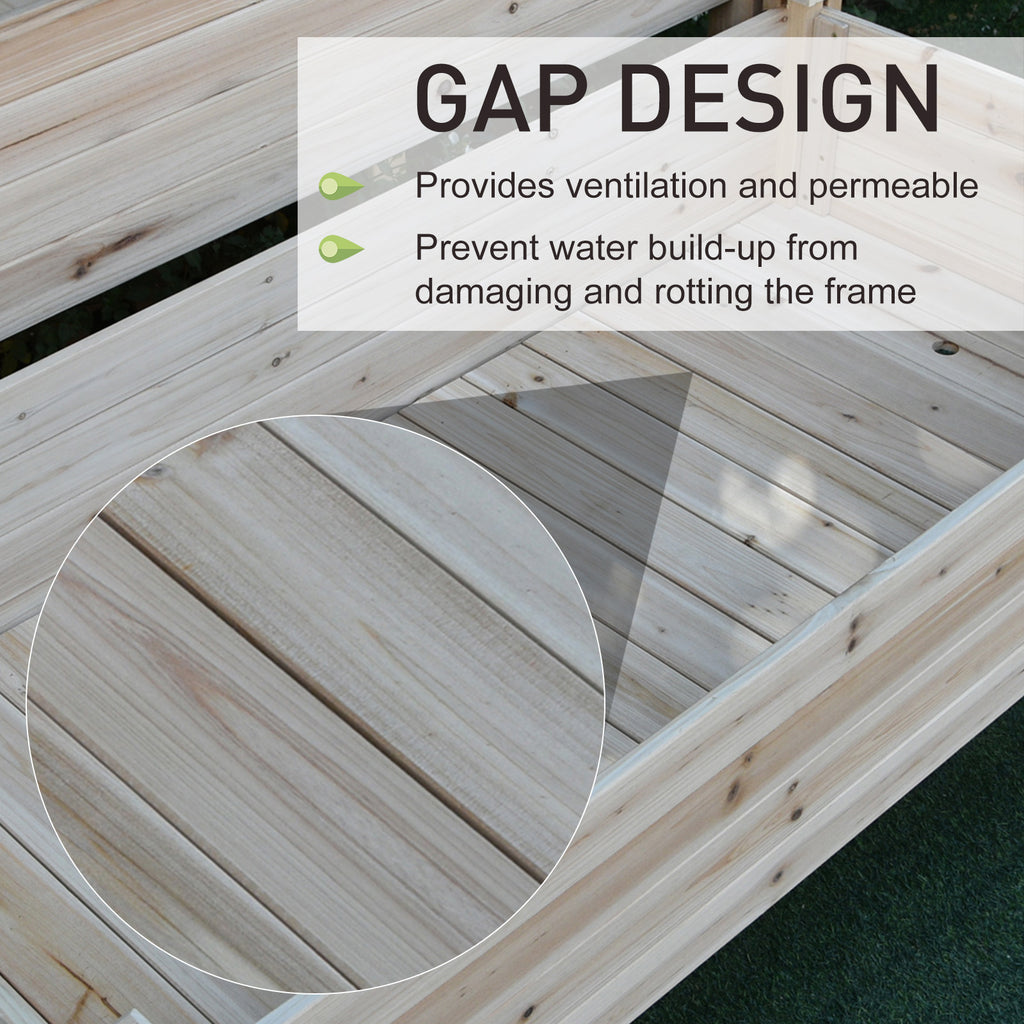 Two-Tier Wooden Elevated Garden Bed with Legs, Large Capacity 45x45 Outdoor Planter for Vegetables, Flowers, and Herbs, Ideal for Gardeners, Natural