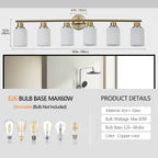38.5" Modern 6-Light Vanity Wall Sconce with Frosted Glass Shades, Golden Finish, Easy Installation, 38.5" L x 6.5" W x 10" H, Gold