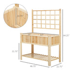 47" Wooden Raised Garden Bed with Trellis, Coutryside Style Elevated Planter Box Stand with Open Storage Shelf, Spacious Planting Area for Vegetables, Herbs, Flowers