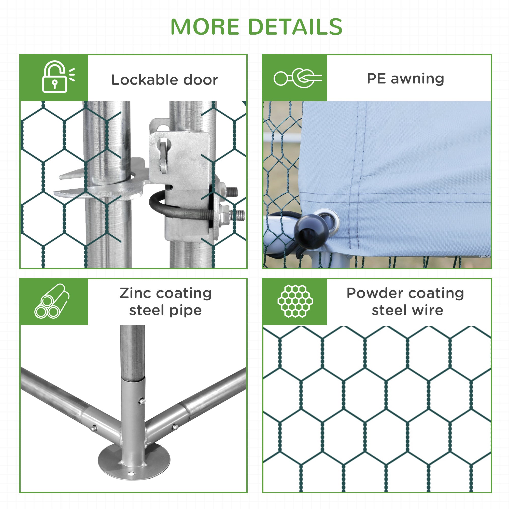 Large Chicken Coop Metal Chicken Run with Waterproof and Anti-UV Cover, Spire Shaped Walk in Fence Cage Hen House for Outdoor and Yard Farm Use, 1" Tube Diameter, 9.8' x 6.6' x 6.6'