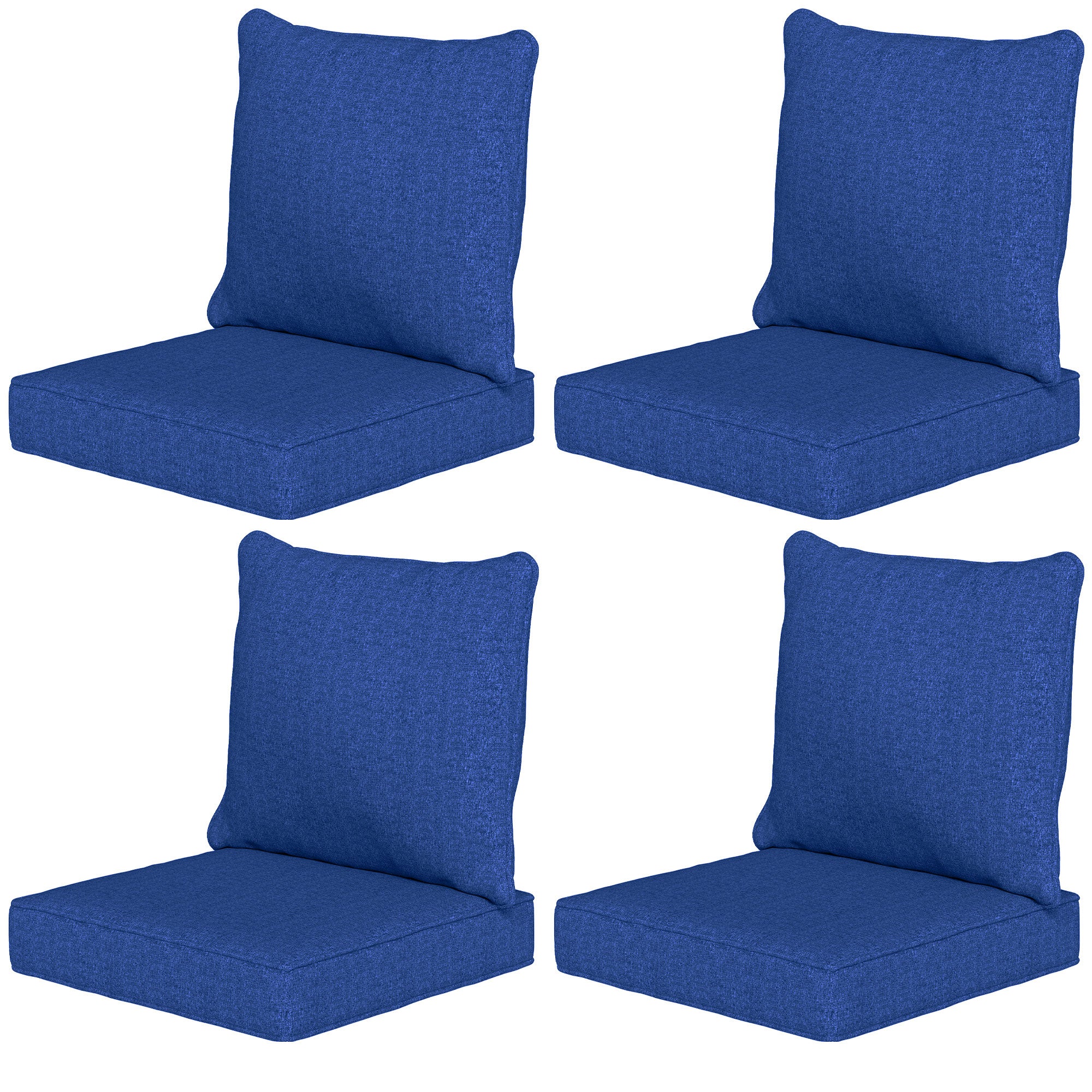 Patio Chair Cushions Set of 4 with Seat & Backrest, Fade Resistant Seat Replacement Cushion Set, Navy Blue