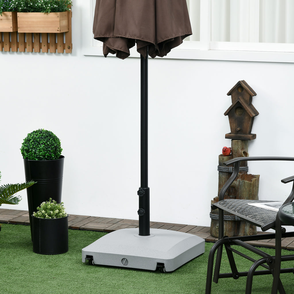 Patio Umbrella Base with Wheels, 53lbs Water or 66lbs Sand Filled, Heavy Duty Outdoor Umbrella Stand Holder, Gray