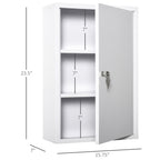 Steel Wall Mount Medicine Cabinet 3 Tier Emergency Box for Bathroom Kitchen, Lockable with 2 Keys - White