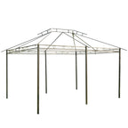 10' x 13' Outdoor Soft Top Gazebo Pergola with Curtains, 2-Tier Steel Frame Gazebo for Patio, Sage Gray