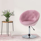 Modern Makeup Vanity Chair Round Tufted Swivel Accent Chair with Chrome Frame Height Adjustable, Pink