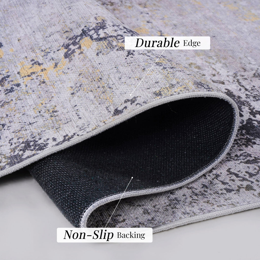 4x6 Non-Slip Machine Washable Area Rug with Low-Pile, Non-Shedding Kid and Pet Friendly Carpet, 48" L x 72" W x 0.15" H, Gray
