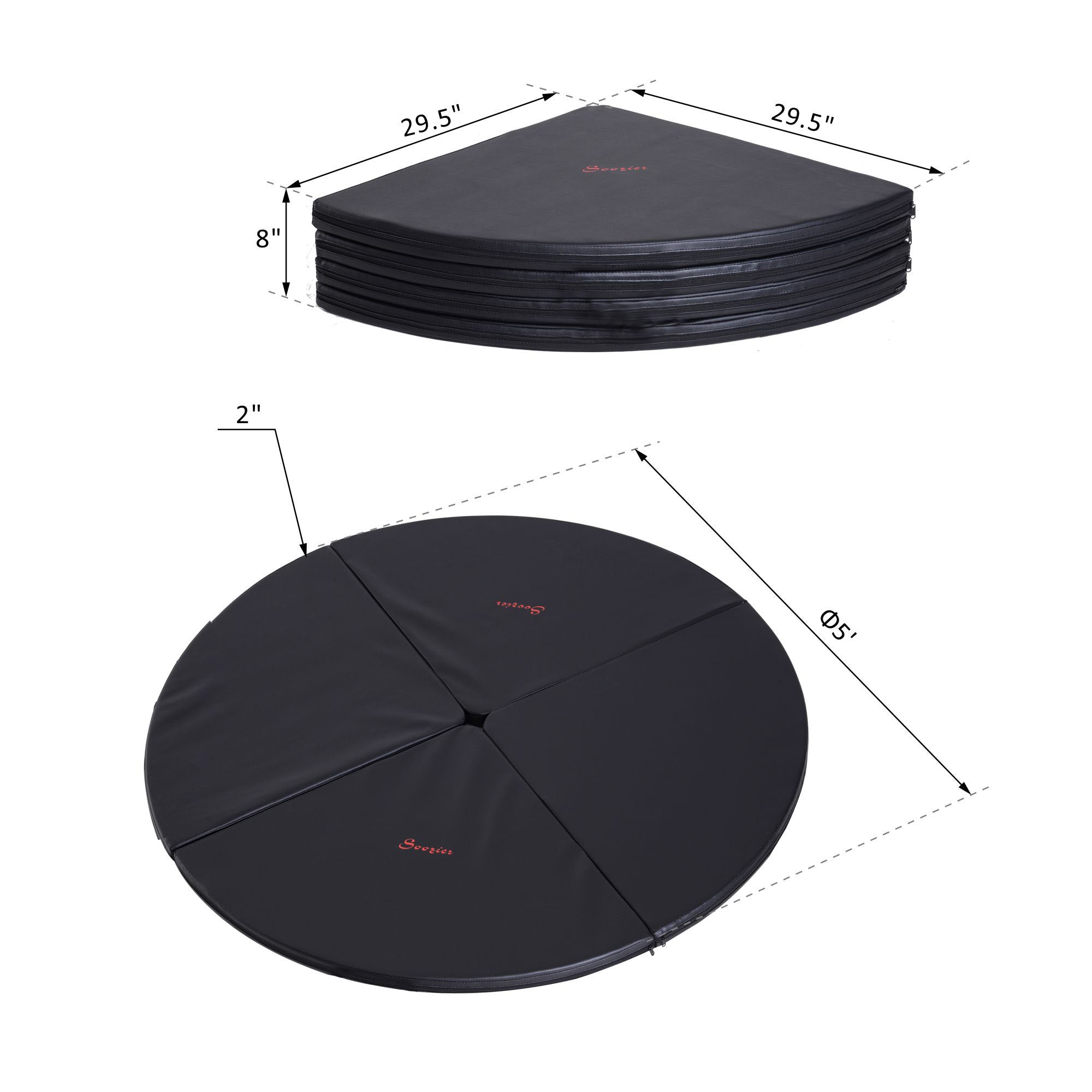 Pole Dance Mat, 2"T x 5'W Folding Pole Crash Mat for Home, Lightweight and Foldable, Black