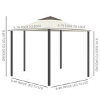 10' x 10' Patio Gazebo, Double Roof Outdoor Gazebo with Privacy Curtains, Mesh Netting, Aluminum Frame Outdoor Canopy Shelter, Cream White