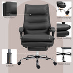 Massage Office Chair with Heat Function, Computer Desk Chair with Footrest Swivel Wheels, Black