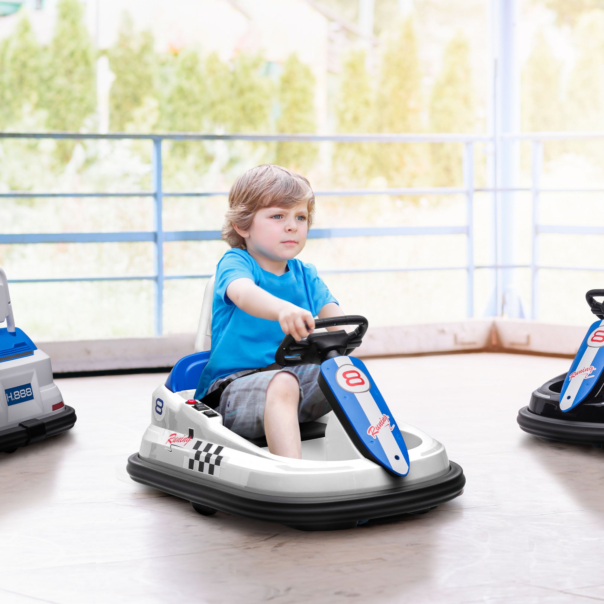 Bumper Car for Kids, 360° Rotation 6V Electric Ride On Bumper, White