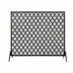 Modern Single Panel Iron Fireplace Screen with Durable Iron Frame, Rustproof Solid Free Standing Fire, 39.5" L x 11.25" W x 35" H, Black