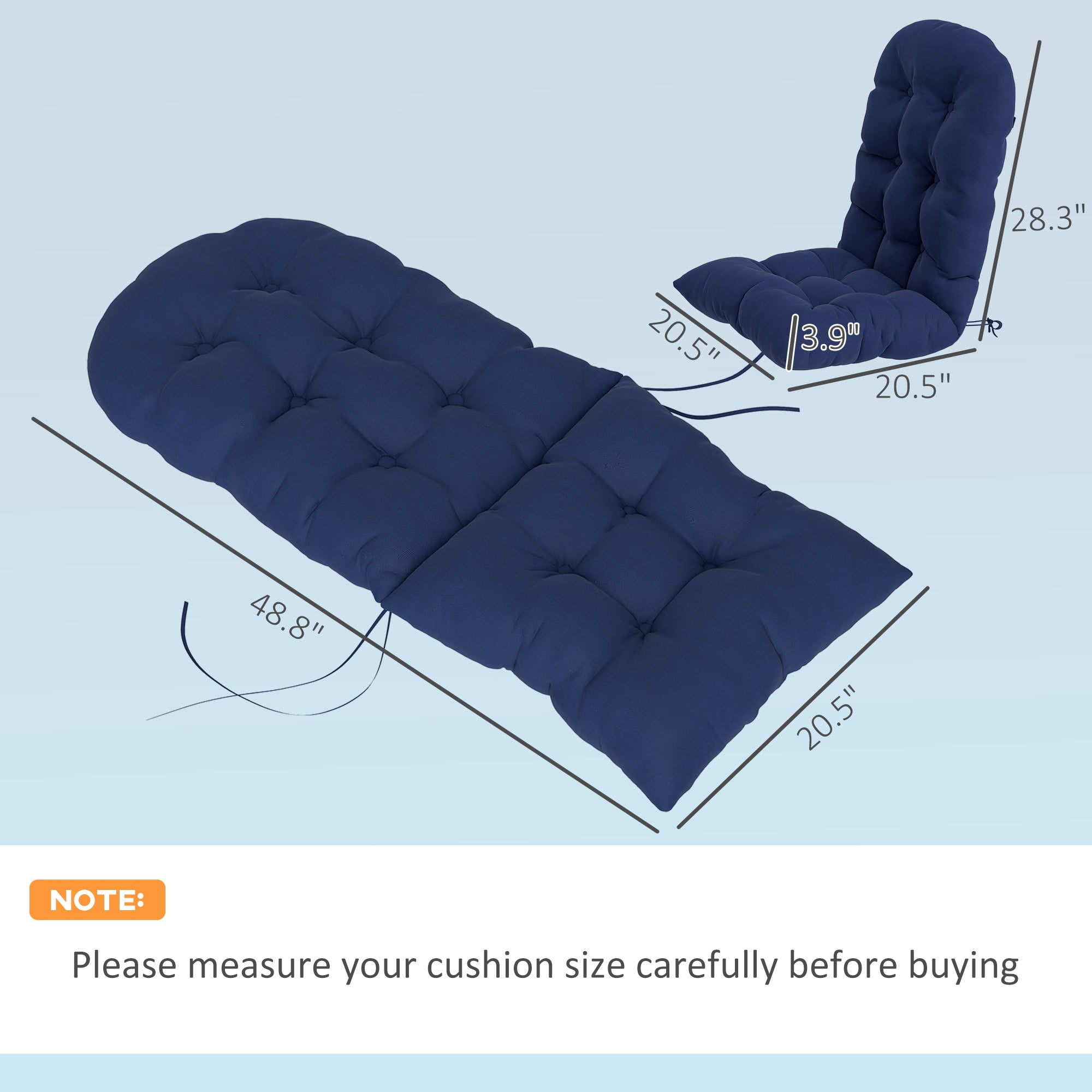Adirondack Chair Cushions Set of 2, Tufted High Back Patio Non-Slip Cushions for Adirondack Chairs, Navy Blue