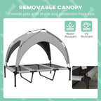 Elevated Dog Bed with Canopy, Raised Outdoor Pet Bed for Camping with Washable Breathable Mesh, 42" x 30" x 37"