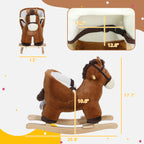 Baby Rocking Horse, Kids Ride-on with Sound, Wooden Base & Safety Belt for Ages 18-36 Months, Brown