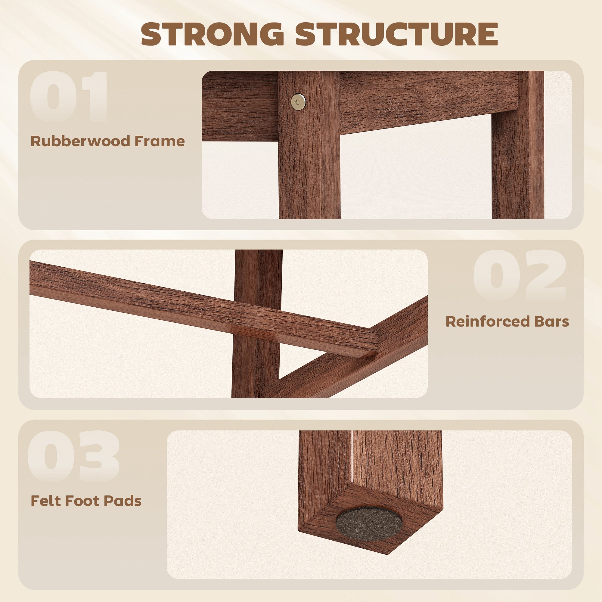 Set of 4 Dining Chairs, Upholstered X-Back Dining Room Chairs with Rubberwood Legs and Padded Seat for Kitchen, Walnut