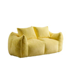 Bean Bag Sofa with High-Density Foam and Faux Fur Fabric, Compressed Sofa Oversized Fluffy Loveseat for Adults, 75" L x 42.5" W x 28.5" H, Yellow
