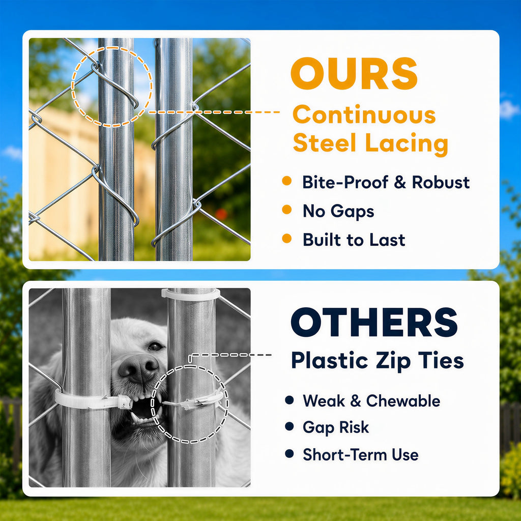 Heavy Duty Outdoor Dog Kennel with Waterproof Roof, 2 Secure Latches, Chain Link Dog Run for Backyard, 20' x 15' x 8'