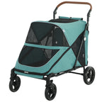 Dog Stroller for Large Dogs Up to 66 LBS with All-Terrain Spring Suspension, 8-Position Adjustable Handle, Teal