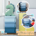 3 Tier Kids Storage Unit, Toy Organizers and Storage with 3 Drawer for Bedroom Nursery Living Room for Boys Girls, Blue