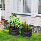 Set of 2 Raised Garden Bed, Metal Planter Box with Safety Edging, Easy-to-assemble Stock Tank, Dark Gray