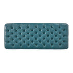 Storage Ottoman with Birch Legs, Faux Leather Tufted, 50" L x 20.5" W x 18.25" H, Spot Clean, Teal
