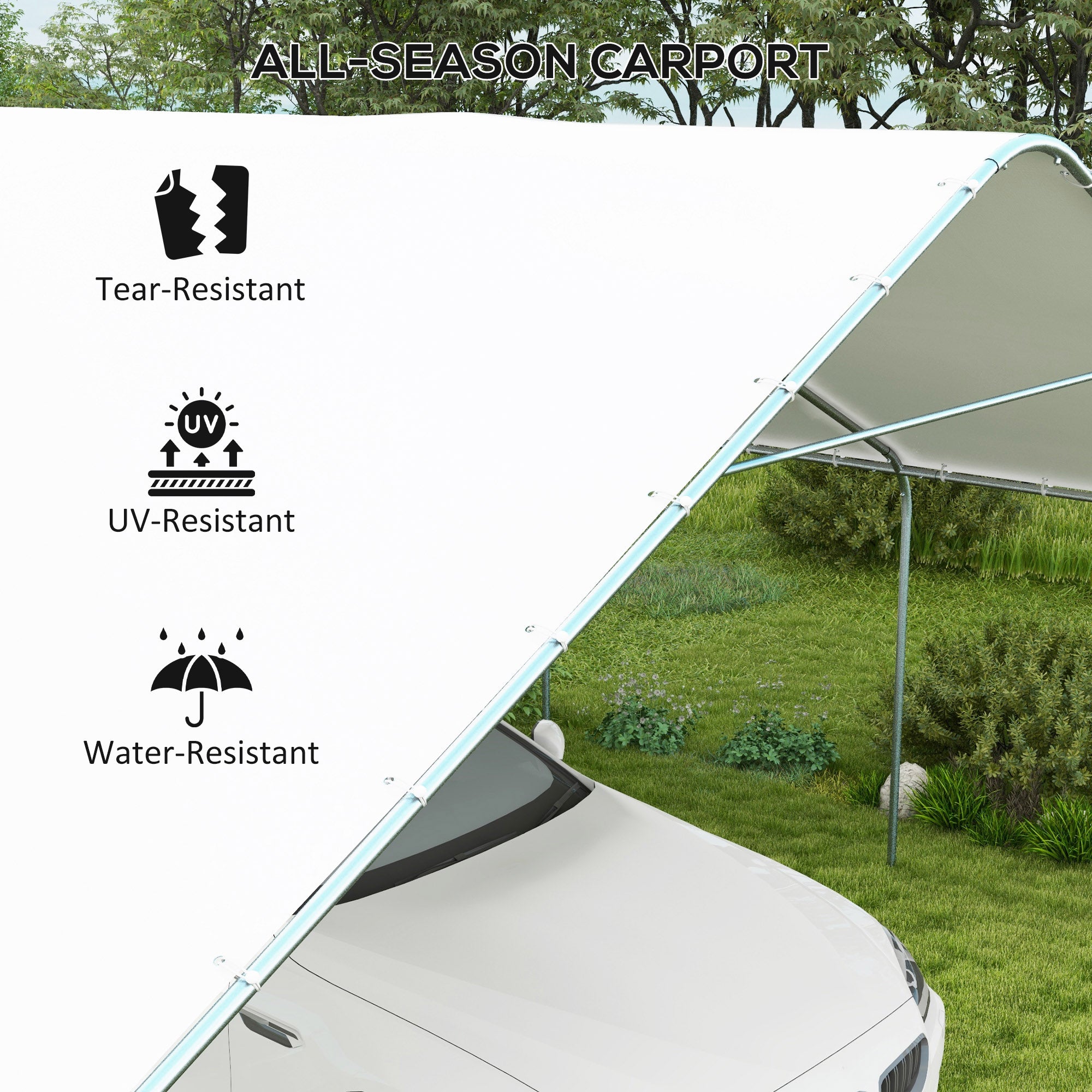 19' x 19.5' Carport, Portable Garage and Patio Canopy Tent, Anti-UV Cover for Car, Truck, Boat, Catering, Wedding