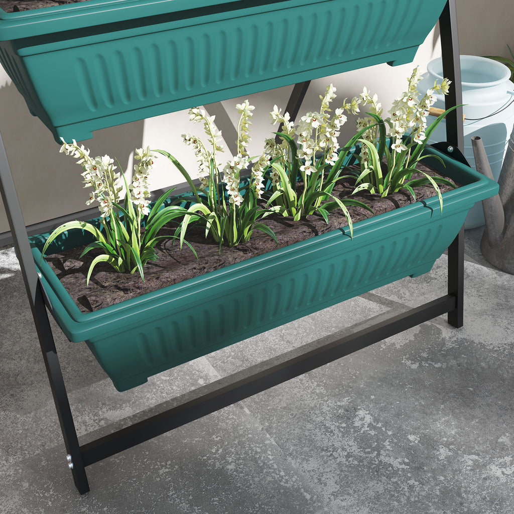 4-Tier Vertical Raised Garden Planter with 4 Boxes, Outdoor Plant Stand Grow Container for Vegetable & Flowers, Green