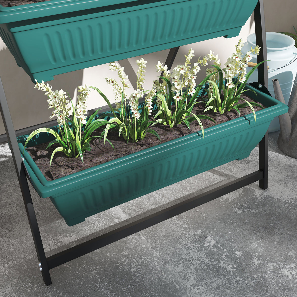4-Tier Vertical Raised Garden Planter with 4 Boxes, Outdoor Plant Stand Grow Container for Vegetable & Flowers, Green