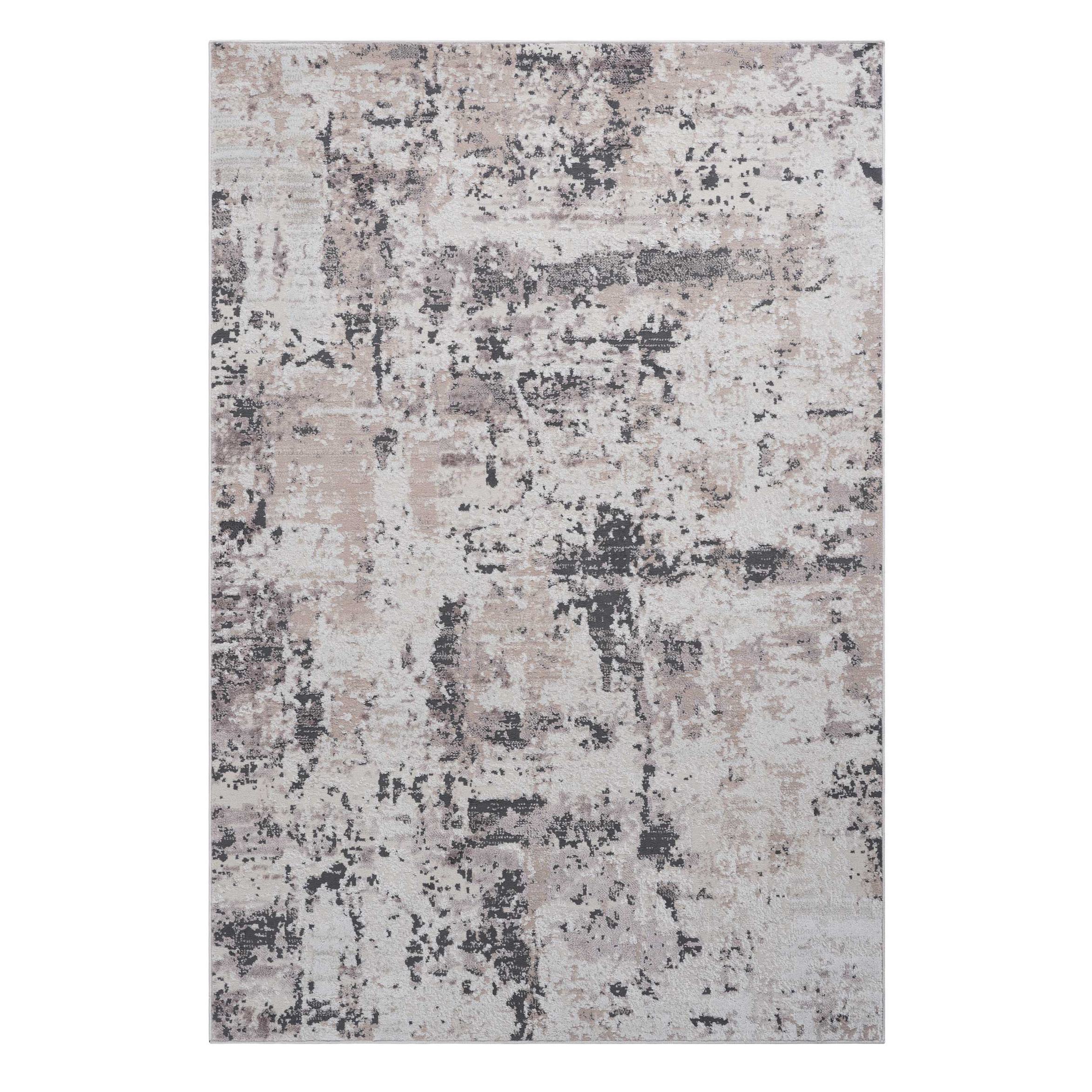 Naar 6x9 Stain-Resistant Area Rug with Cotton Backing, Medium Pile Height, Kid and Pet-Friendly Carpet, 90" L x 63" W x 0.3" H, Cream+Brown