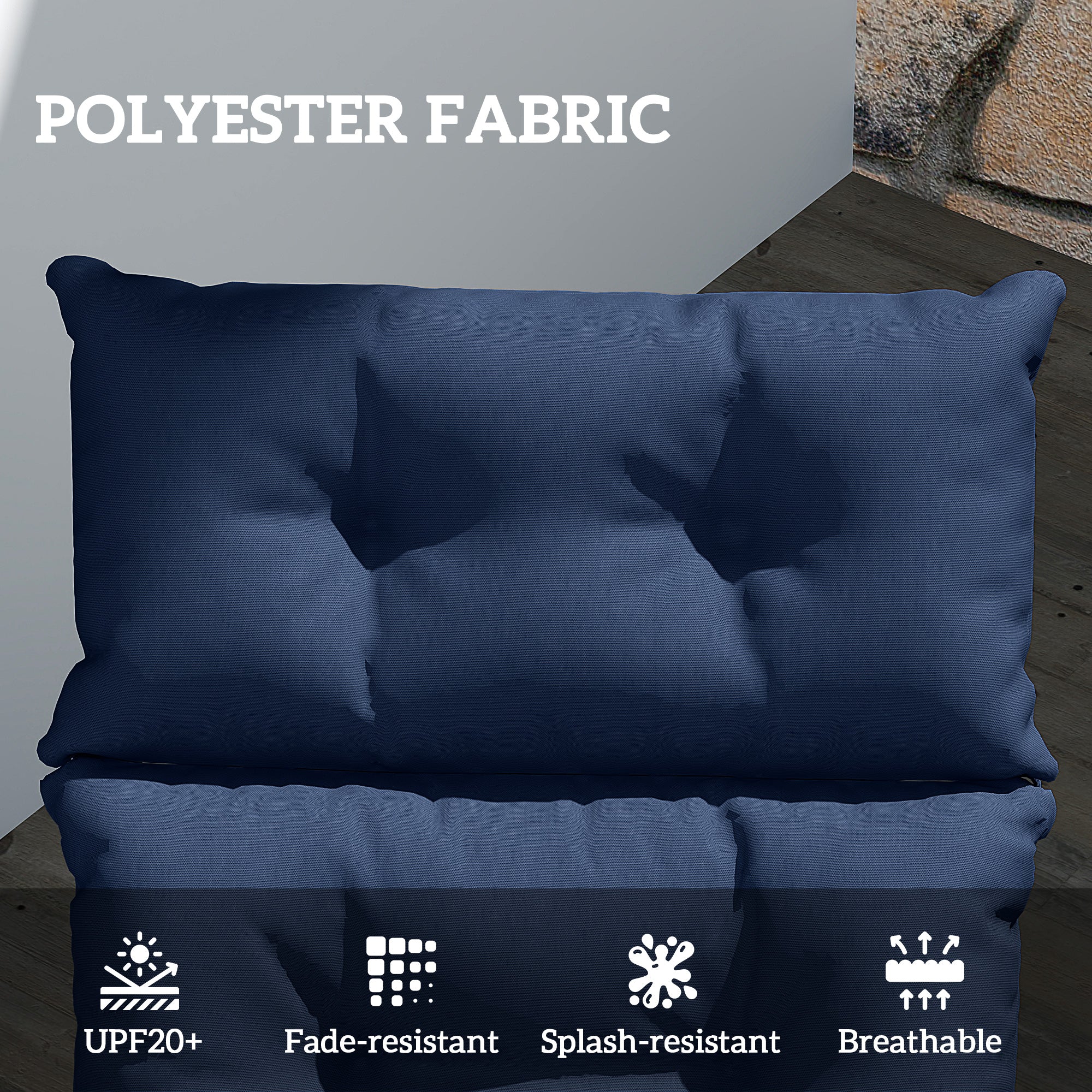 Outdoor Chaise Lounge Cushion, Tufted Thick Patio Lounge Chair Cushion with Ties, 74.8 in. x 22 in. x 4 in., Navy Blue