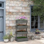 Outdoor Wooden Vertical Garden Planter, 4 Tier Planter Box, Self-Draining for Flowers, Vegetables, Herbs, Gray